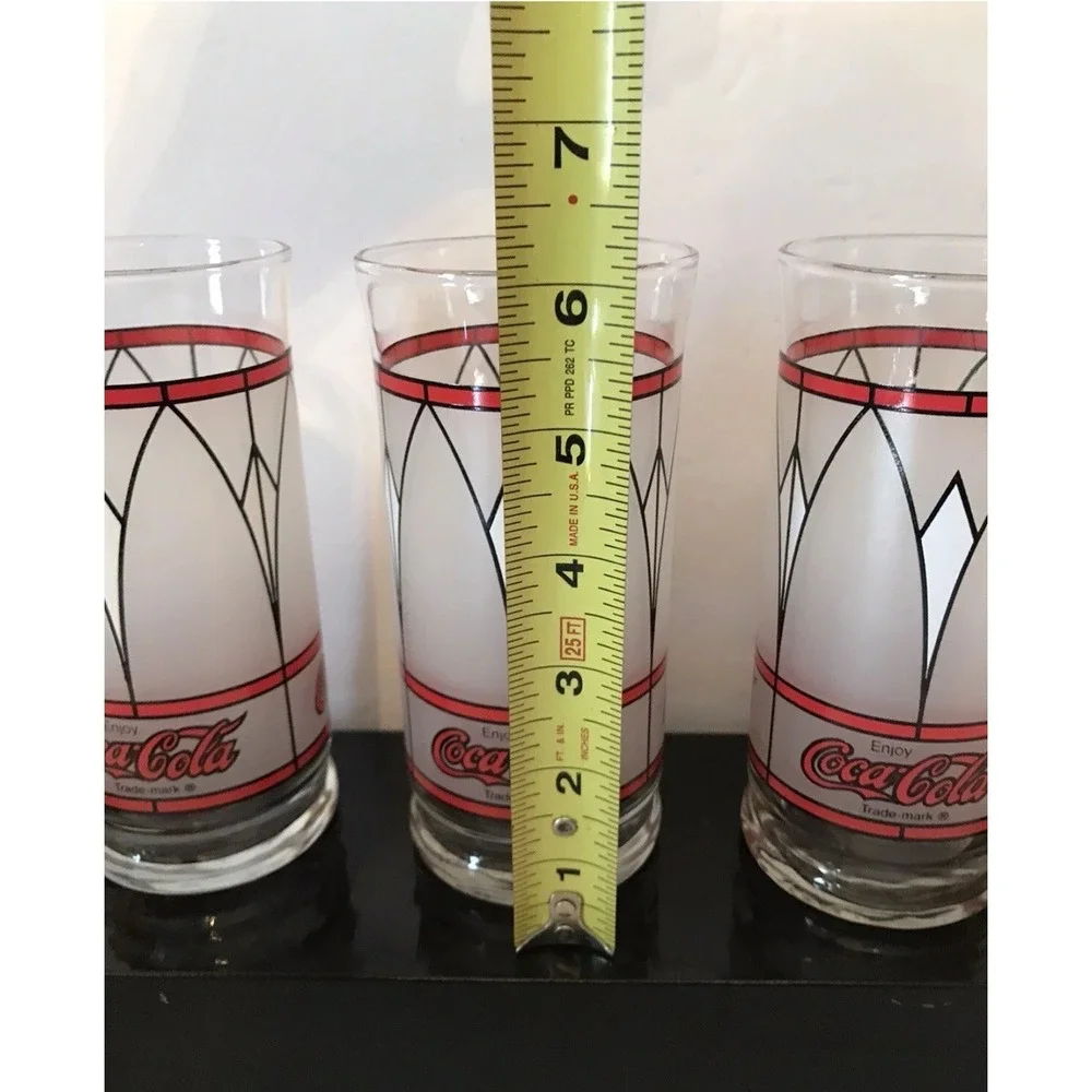 Coca-Cola Tumblers Stained /Frosted Drinking Glasses Set Of 4